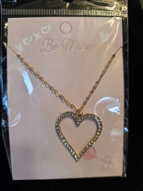 #513 Be Mine Gold Heart Pendant Necklace with Crystal Accents